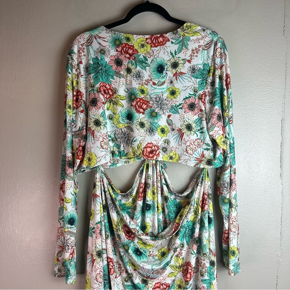 AFRM-Monique Teal Garden Midi Dress Cut-Out Details Sz 3x - Picture 6 of 10